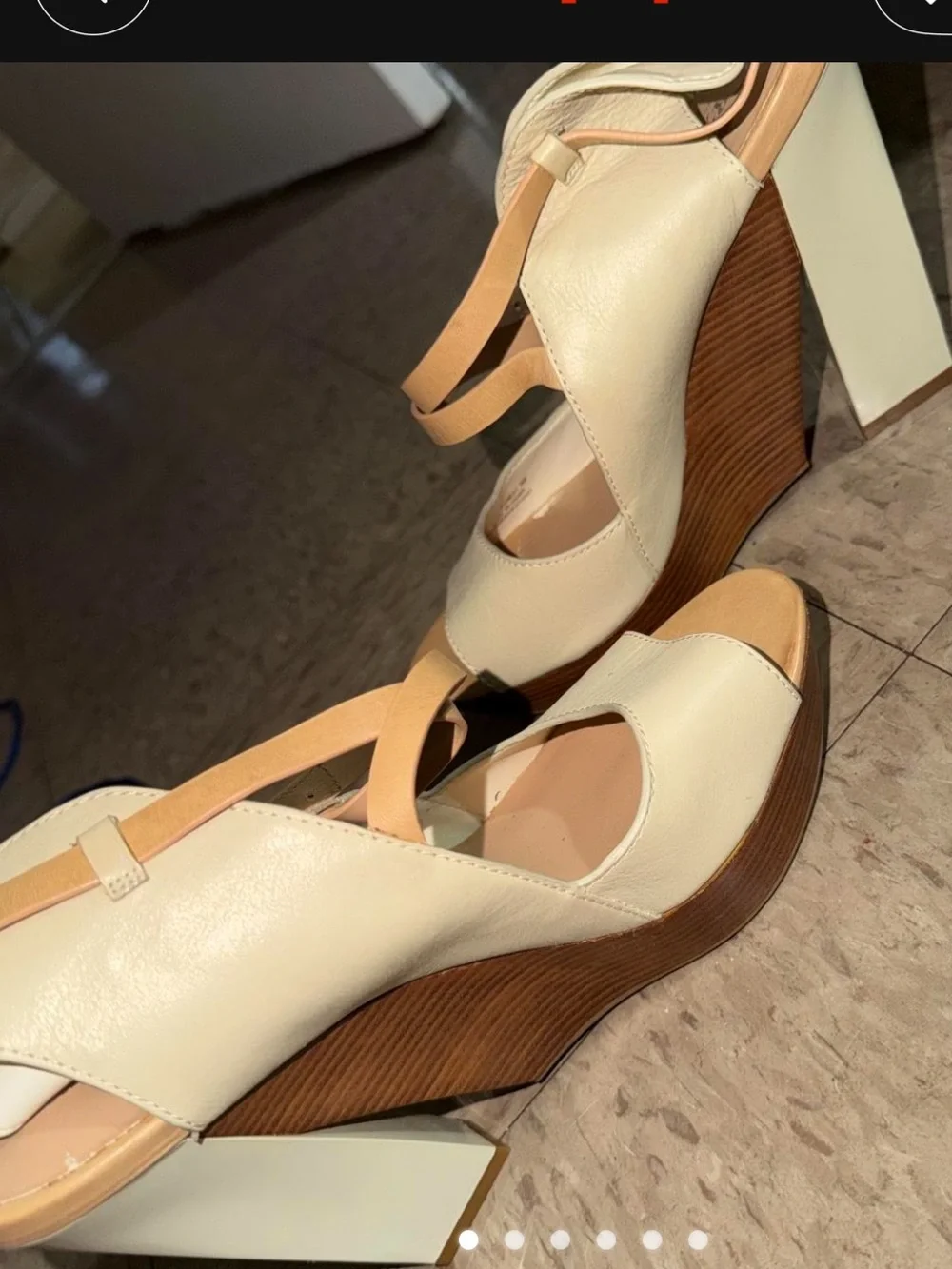 Cream and Tan Platform Heels